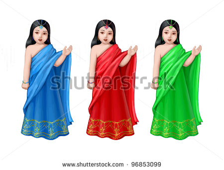 Three Sisters Clipart Three Sisters In Sari   Stock