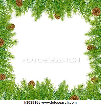 Border With Christmas Tree And Pine Cone  Fotosearch   Search Clipart