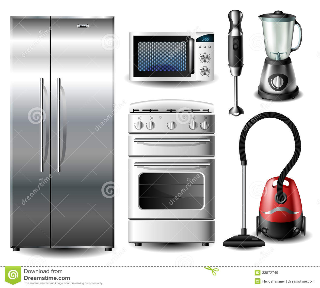 Kitchen Appliance Set With Refrigerator Stove Blender Vacuum