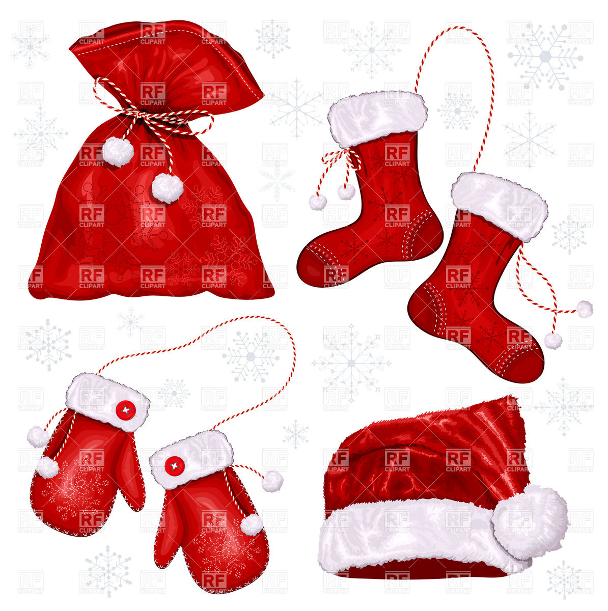 Christmas Symbols   Santa S Mittens Hat And Sack 5029 Download