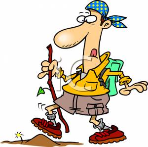 Silly Cartoon Hiker   Royalty Free Clipart Picture