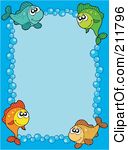 Free Rf Clipart Illustration Of A Bubble And Fish Border Around Blue
