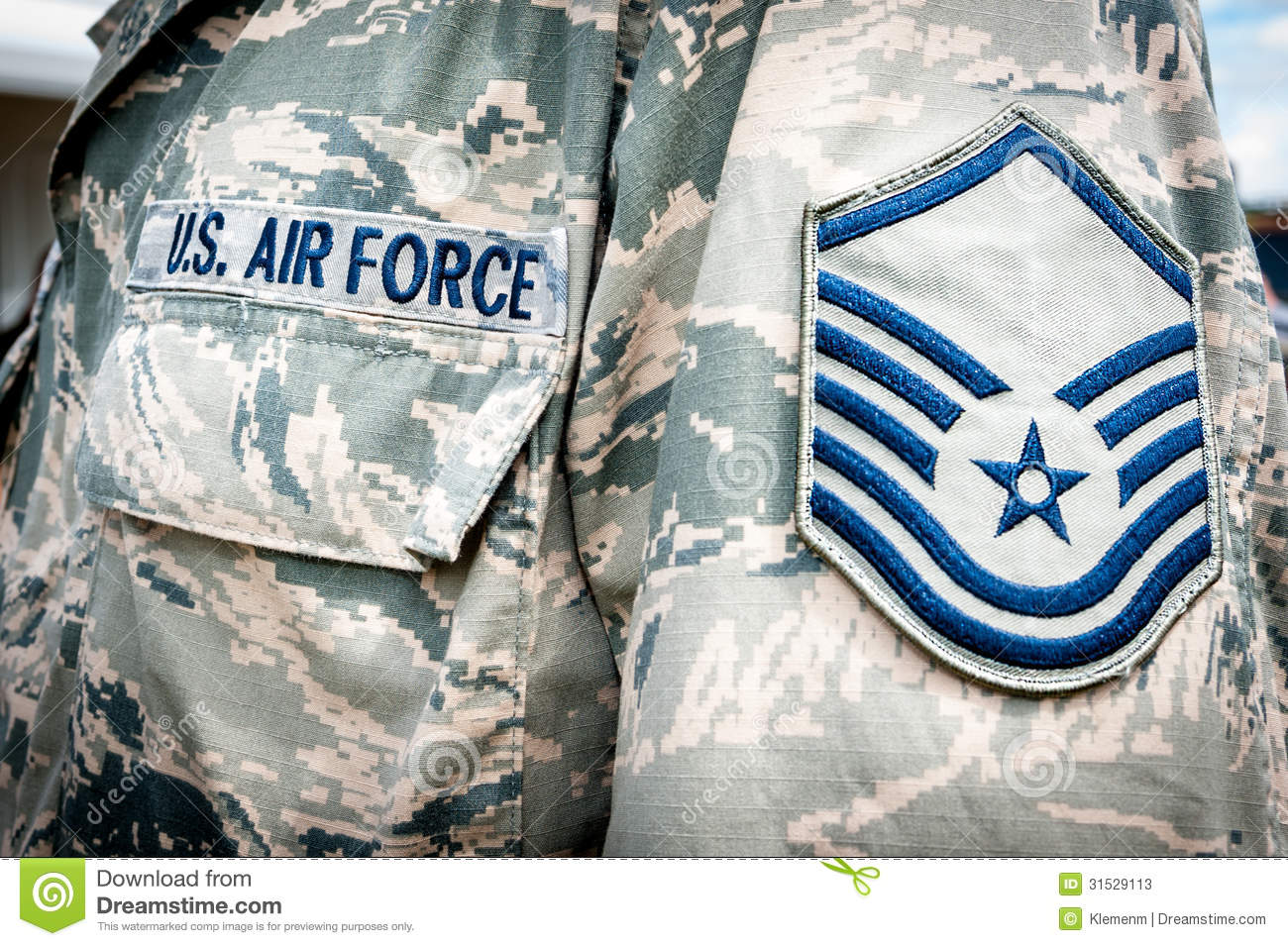 Detail Of United States Air Force Soldier S Uniform With Emblem In