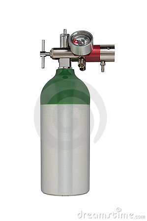 Aluminum Oxygen Tank With Regulator Isolated On White