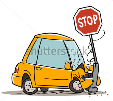 Car Crash In Stop Cartoon Illustration Isolated On White Stock Vector