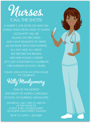Fun And Fancy Nursing School Graduation Invitations Featuring A Blue