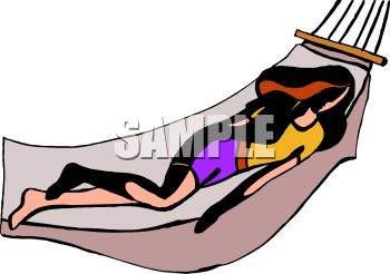 Woman Napping On A Hammock   Royalty Free Clipart Picture