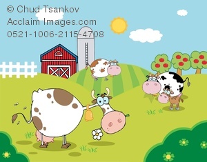 Dairy Farm Clipart Clipart Image Of Cows On A