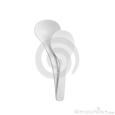 Two White Plastic Spoons On A White Background