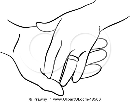 Clipart Illustration Of A Black And White Outline Of Married Hands
