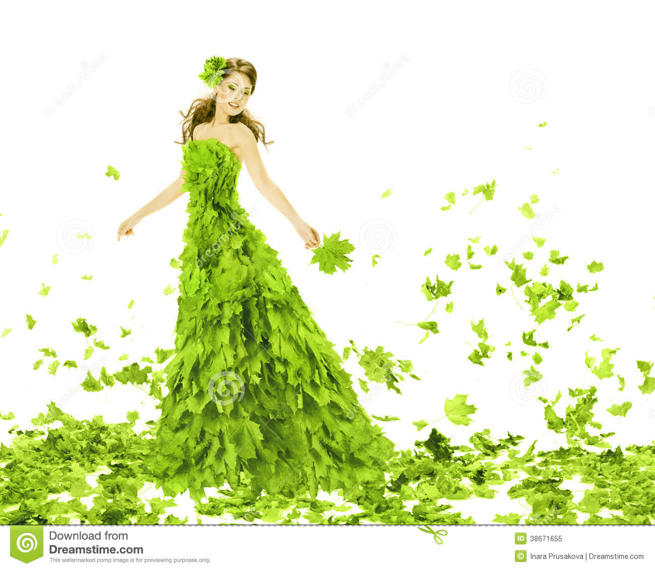 Fantasy Beauty Woman In Leaves Dress Royalty Free Stock Photo   Image