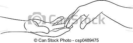 Illustrations Of Touching Hands   Simple Line Drawing Of Two Hands