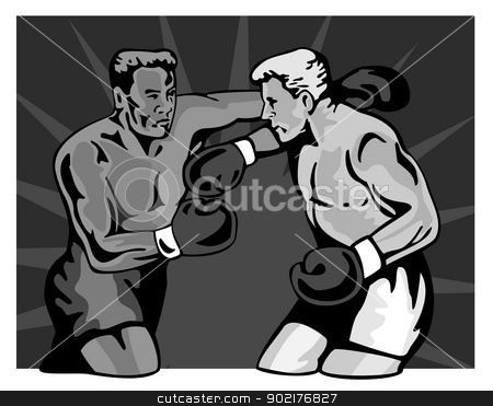 Boxer Boxing Knockout Punch Retro Stock Vector Clipart Illustration