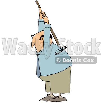 Clipart Illustration Of A Bald White Businessman Scratching An Itch On