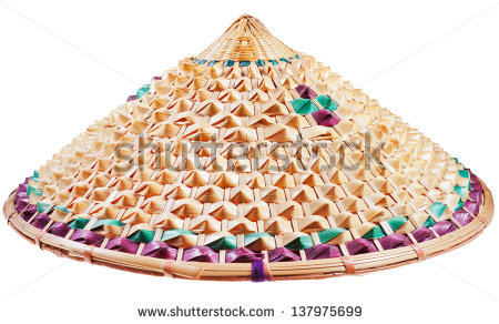 Asian Conical Straw Hat Isolated On White Background   Stock Photo