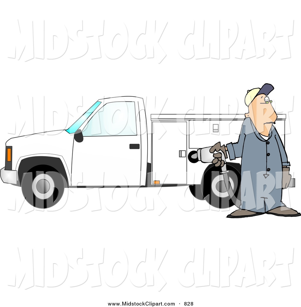 Of A Worker Man Pumping Gas Into A Commercial Utility Truck By Djart