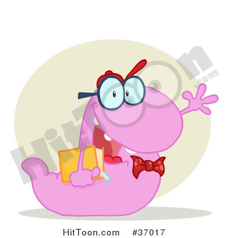 Clipart Illustration Of A Friendly Purple School Worm Student Waving