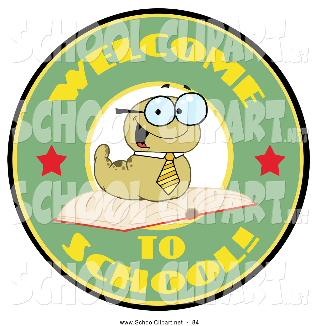 Of A Cute Green Worm On A Green Welcome To School Circle By Hit Toon