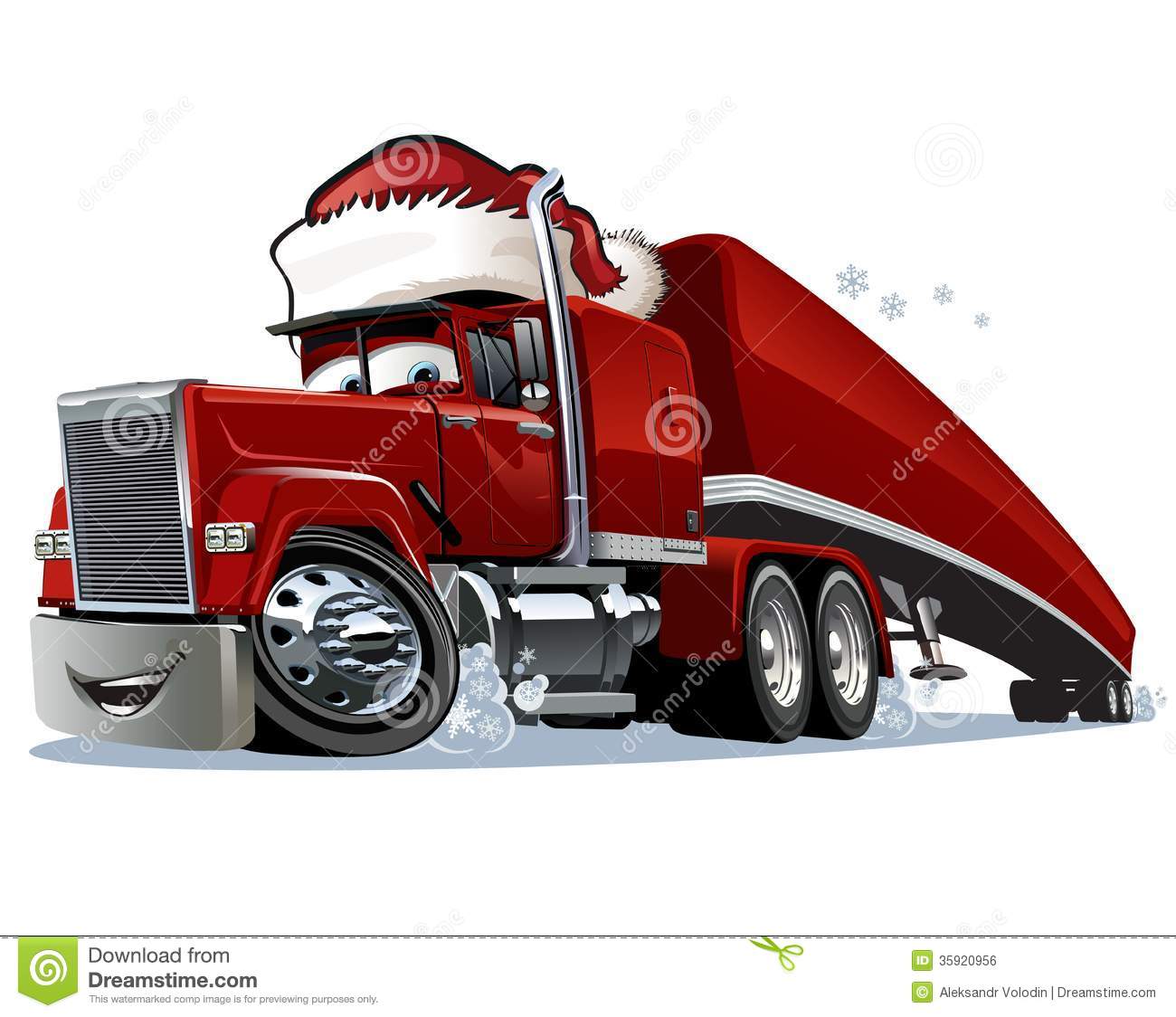 Cartoon Christmas Truck Isolated On White Background  Available Eps 10