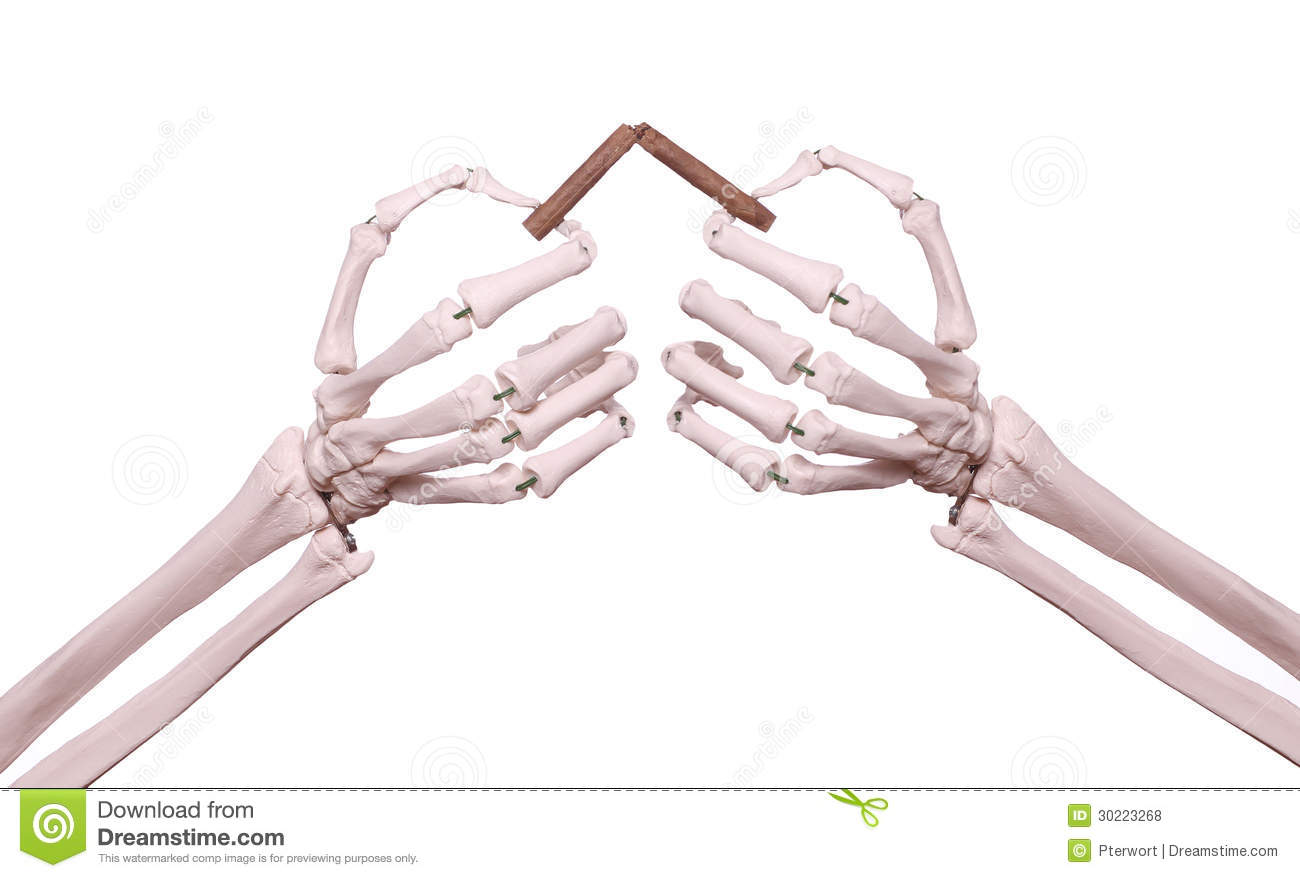 Skeleton Hands With Broken Cigar Royalty Free Stock Photos   Image