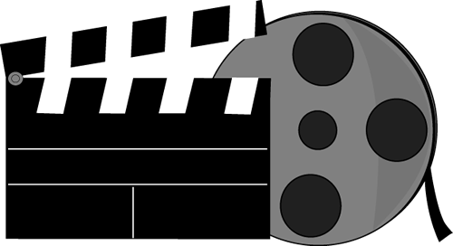 Movie Reel Clip Art Image   Blank Movie Clapperboard And A Movie Reel