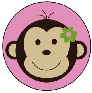 Mod Monkey Pink Edible Image Cupcake Toppers