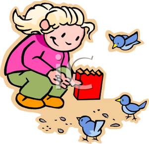 Child Feeding The Birds   Royalty Free Clipart Picture