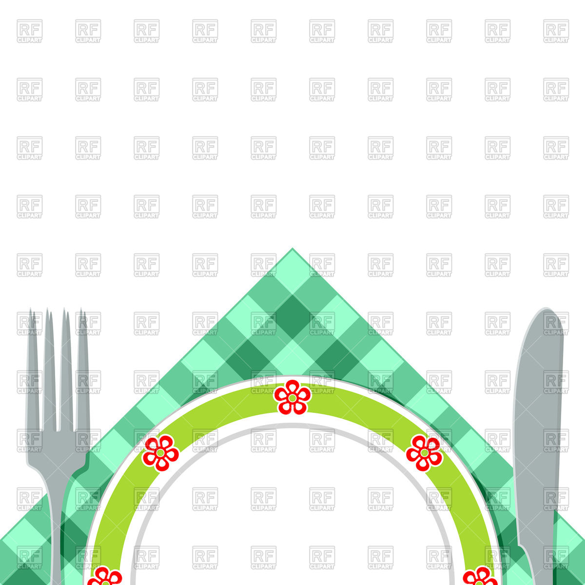 Breakfast   Empty Plate On Napkin 97744 Download Royalty Free Vector