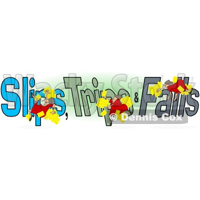 Clipart Of A Slipping Tripping And Falling Woman Over Slips Trips And
