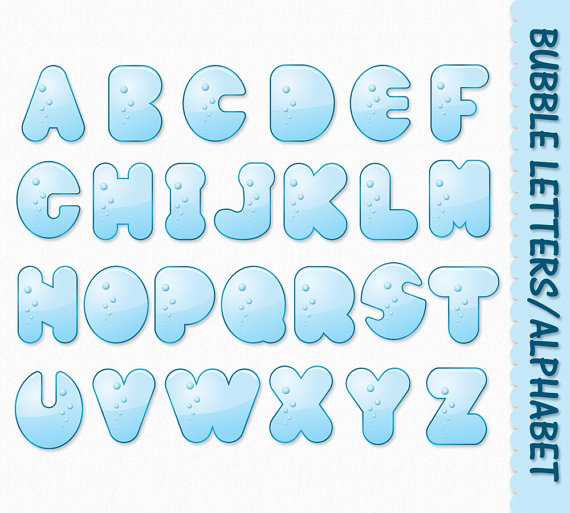 Bubble Letters Alphabet Clip Art Graphics Water Clipart Abc Aqua Blue