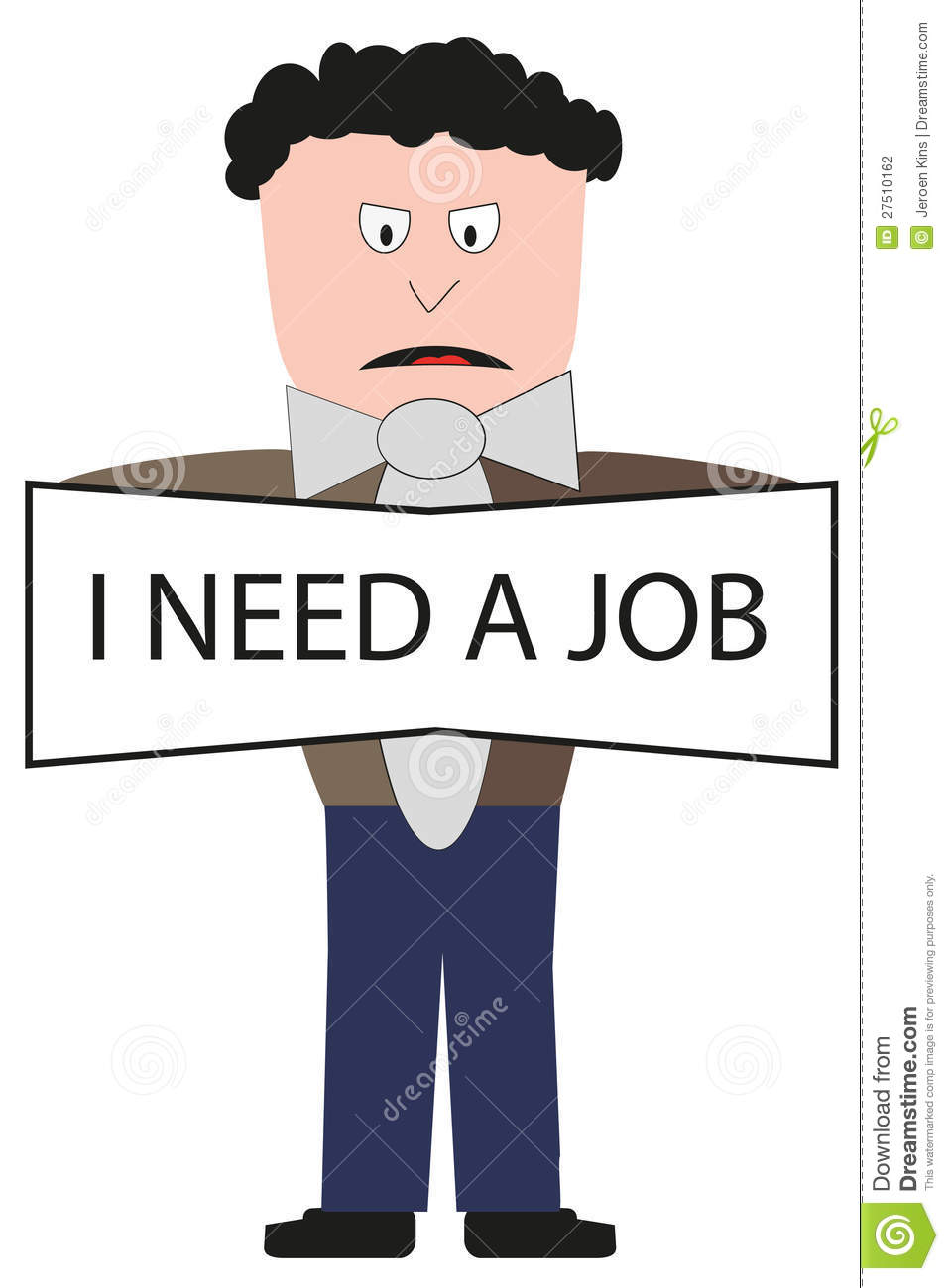 Man Looking For A Job   Holding An  I Need A Job  Sign