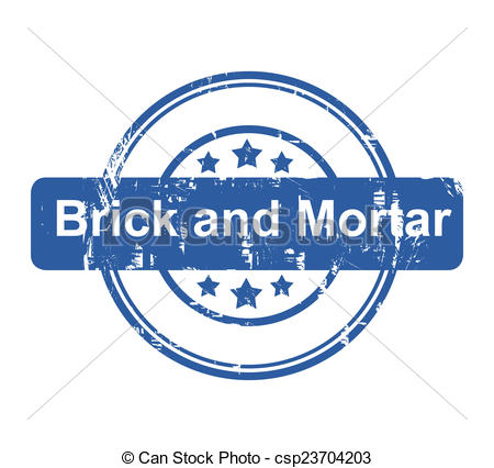 Brick And Mortar Business Concept Stamp With Stars Isolated On A White