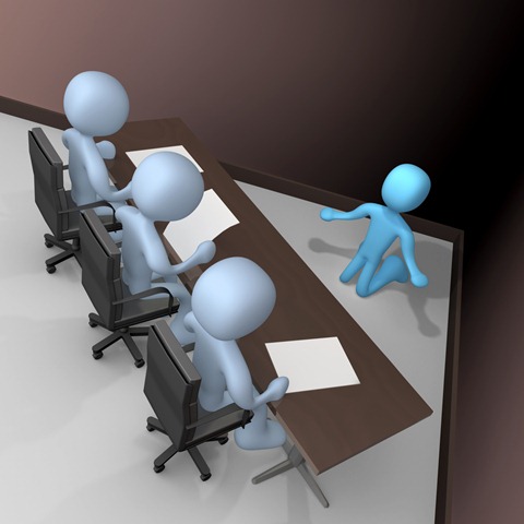 Intereviewed By A Panel Of Judges Or Bosses Clipart Illustration Image