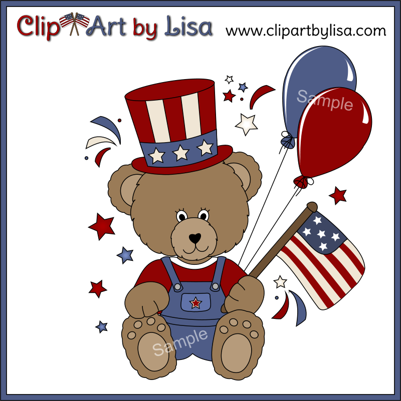 Americana Clip Art Patriotic Bears Angels Flags Red White And