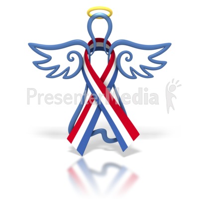 Angel Outline Red White Blue Ribbon   Signs And Symbols   Great
