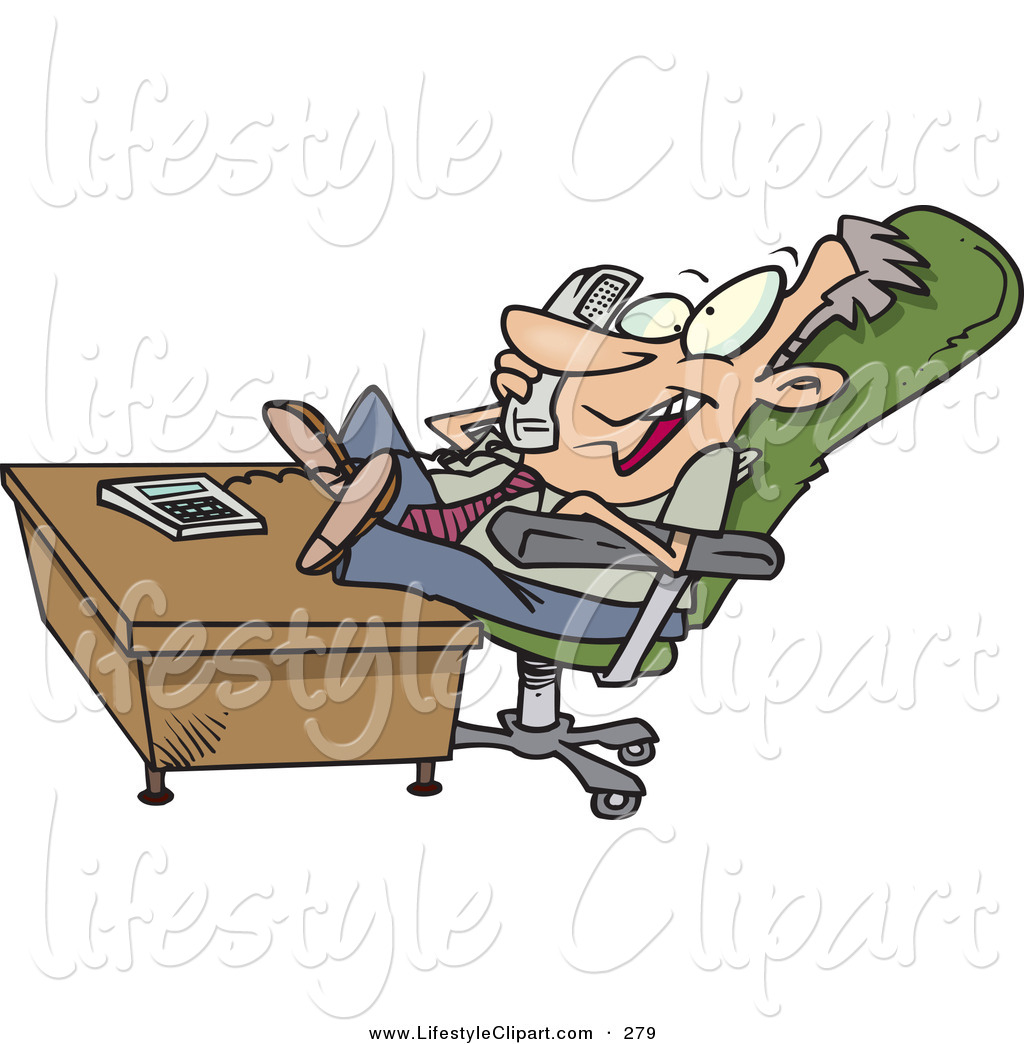 Businessman At Desk Clipart Lifestyle Clipart Of A Lazy