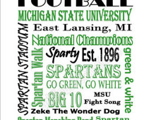 Instant Download Printable Michigan State University Spartans Football