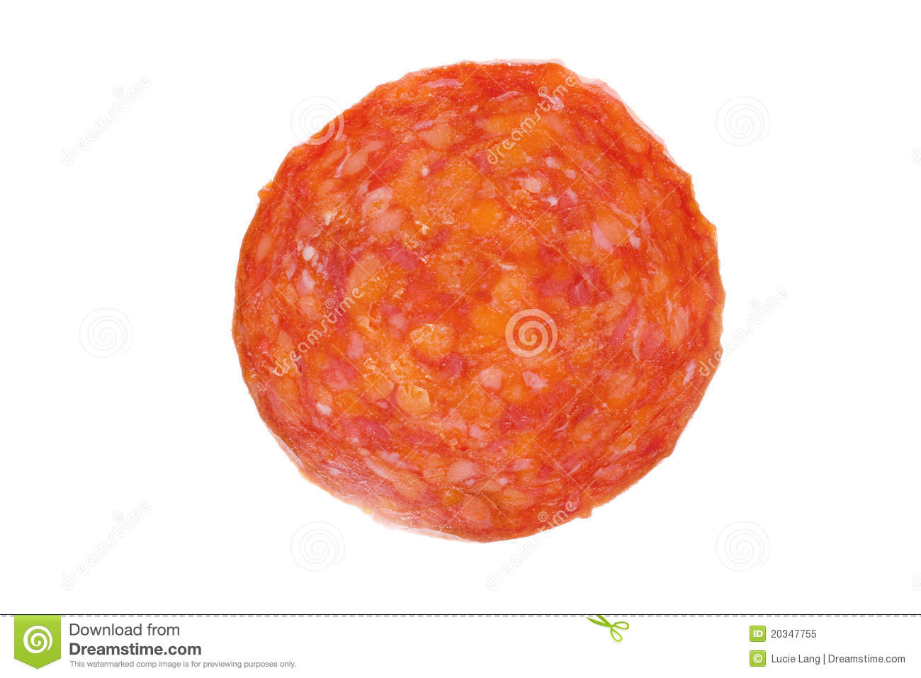 Single Slice Of Salami Over White Royalty Free Stock Photo   Image