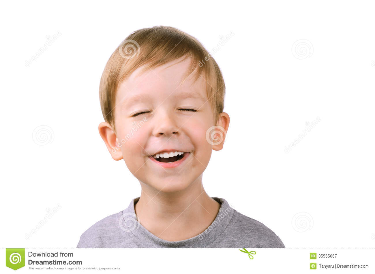 Boy Laughing With Eyes Closed Royalty Free Stock Photography   Image