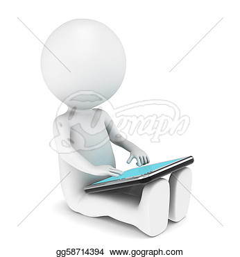Character Sitting With His Tablet Computer  Clipart Drawing Gg58714394
