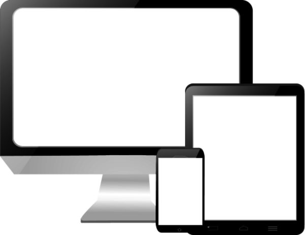 Computer Screen With A Tablet And A Touch Phone Vector Clip Art