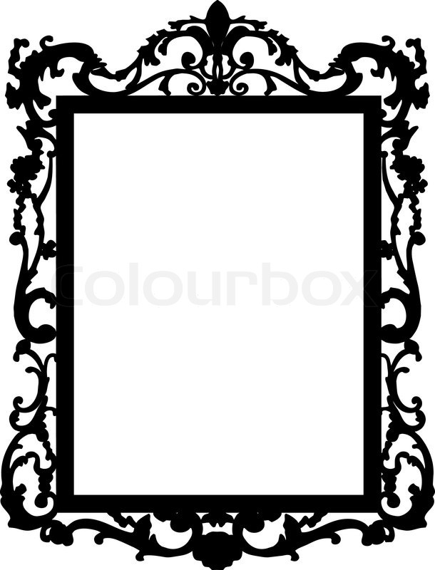 Mirror Frame Drawing Silhoute Of Baroque Mirror