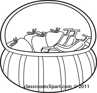 Food   Culinary Fruit Basket Outline   Classroom Clipart