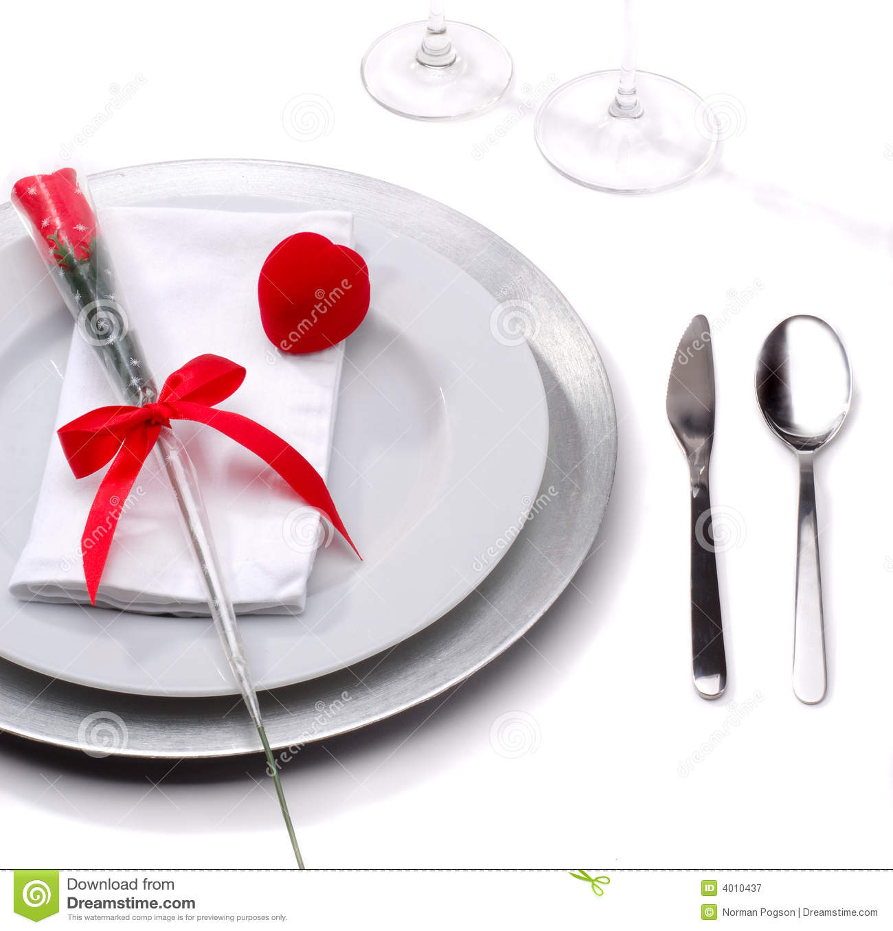     For A Romantic Valentines Day Dinner With A Red Rose And Ring Box