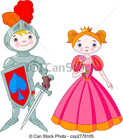 Clipart Vector Of Medieval   Little Boy As A Knight And Girl As A
