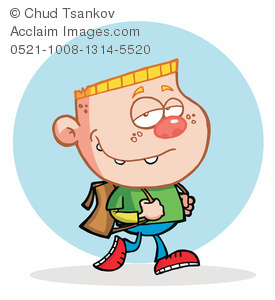 Clipart Image Of A Boy With A Backpack Walking Home From School