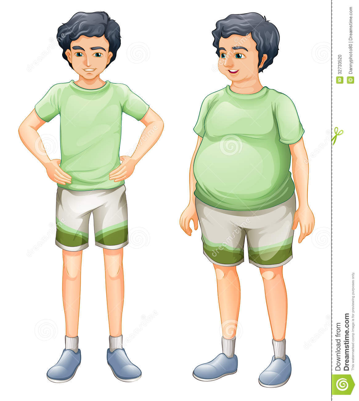 Illustration Of The Two Boys With Same Shirt But Of Different Body