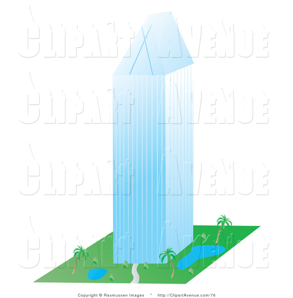 Larger Preview  Avenue Clipart Of A Tall Glass Highrise Building On A