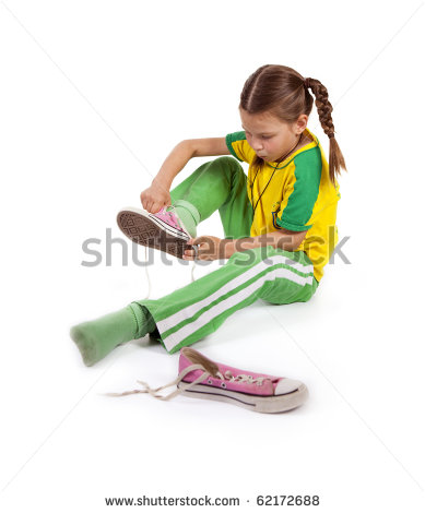 Girl Put On Shoes Clipart Girl Puts Sport Shoes On