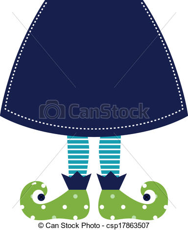 Vector Clipart Of Cute Christmas Elf Legs With Skirt Isolated On White